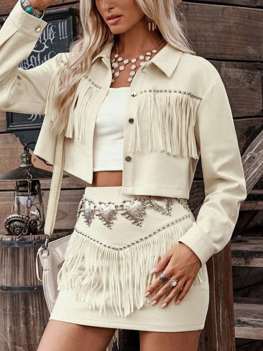 Khaki Casual Women's Jacket And Skirt Set